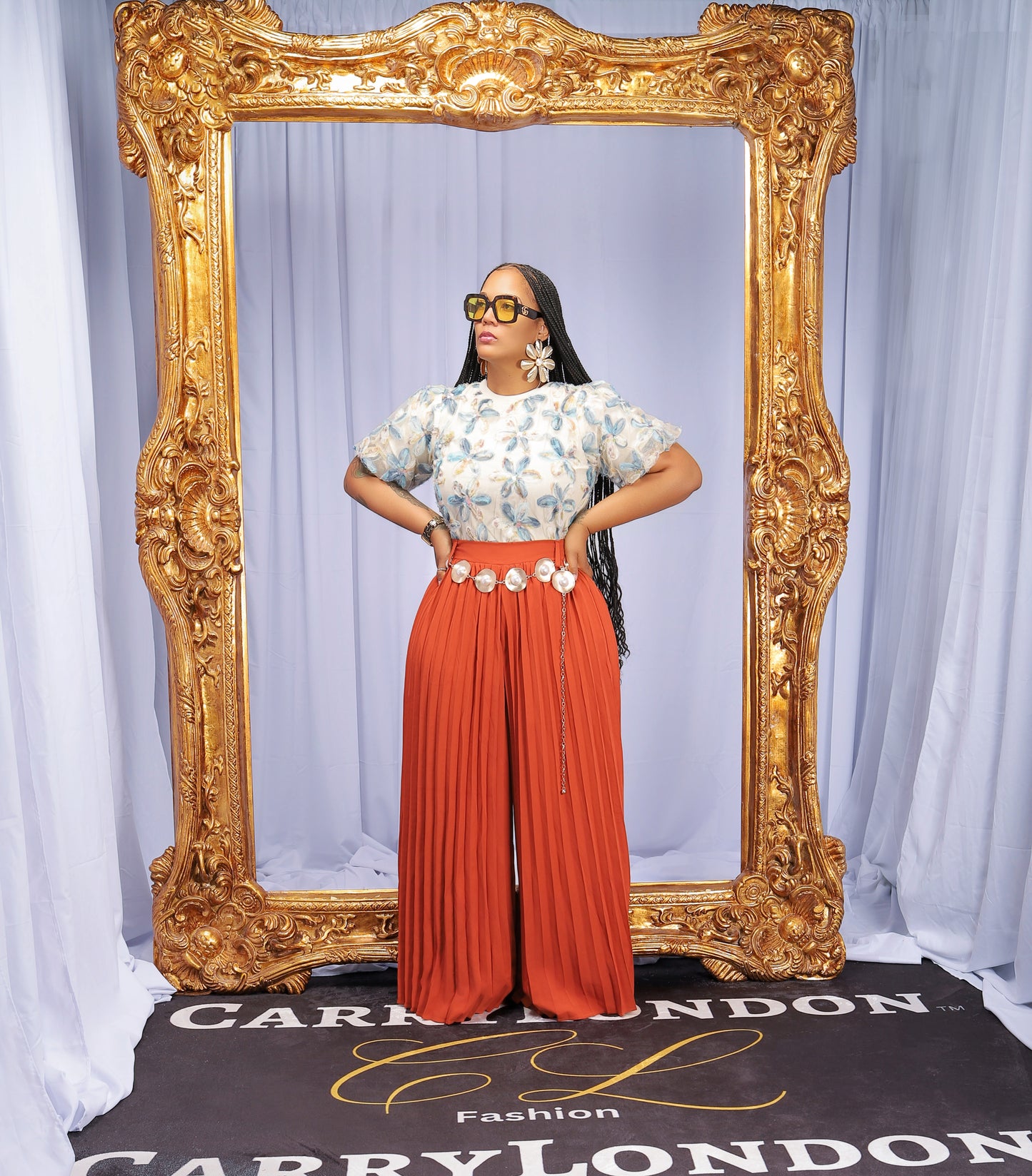 Golden Ember Pleated Pants